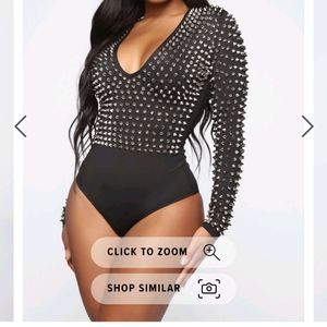 FashionNova Romantic Studded bodysuit, S, Blk